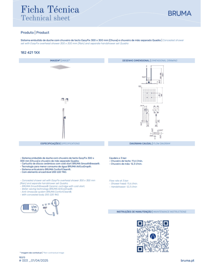 Kit douche encastré 8 Linea - Bruma
