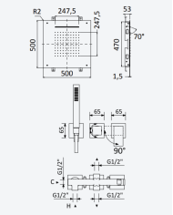 Kit douche encastré 9 Linea - Bruma