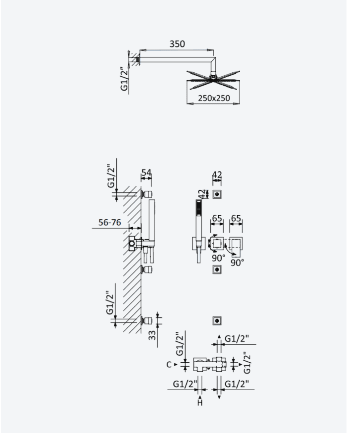 Kit douche encastré 10 Linea - Bruma