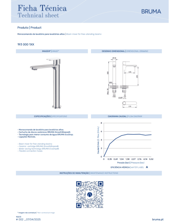 Mitigeur lavabo réhaussé Adagio - Bruma