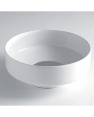 Lavabo rond blanc en céramique SAV400 Bleu Provence, design minimaliste et épuré.