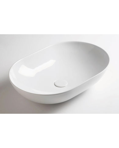 Lavabo ovale blanc mat Soul 600 de la marque Bleu Provence, design minimaliste et élégant.