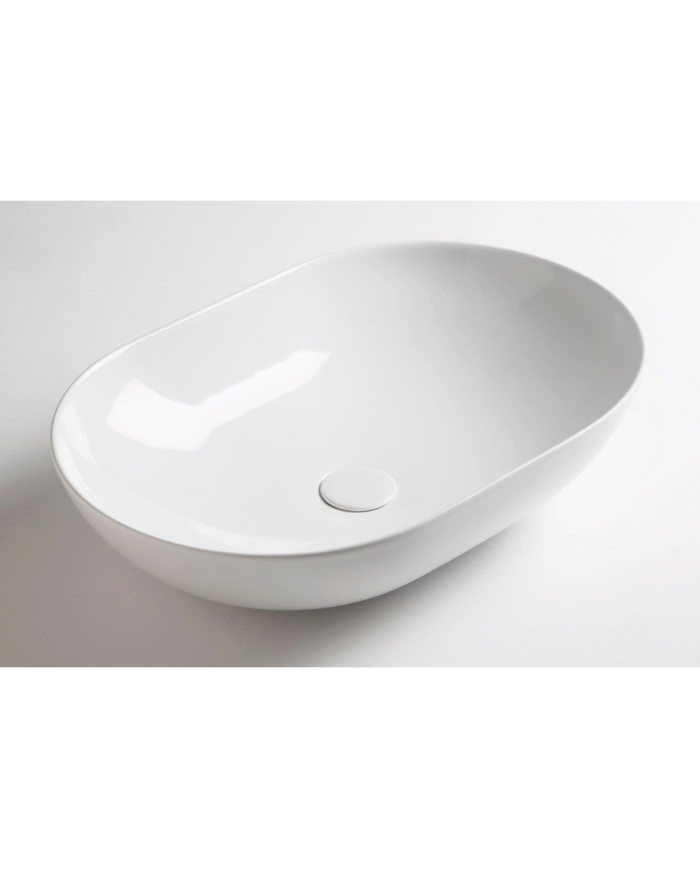 Lavabo ovale blanc mat Soul 600 de la marque Bleu Provence, design minimaliste et élégant.