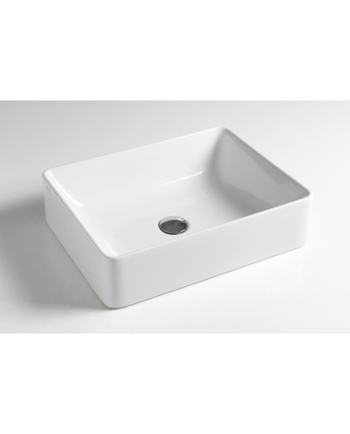 Lavabo rectangulaire blanc céramique Bleu Provence, design épuré, Lavabo Slide 500 & 600.