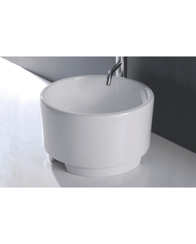 Lavabo Bowl 3 Bleu Provence en céramique blanche, design rond et épuré, marque Bleu Provence