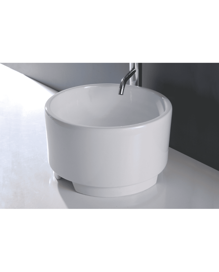 Lavabo Bowl 3 Bleu Provence en céramique blanche, design rond et épuré, marque Bleu Provence
