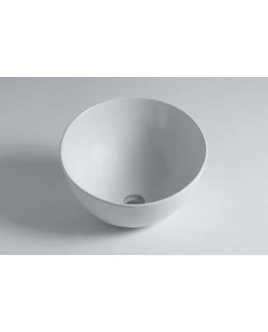 Lavabo Bowl 4 Bleu Provence en céramique blanche, forme ronde et élégante, intemporel.