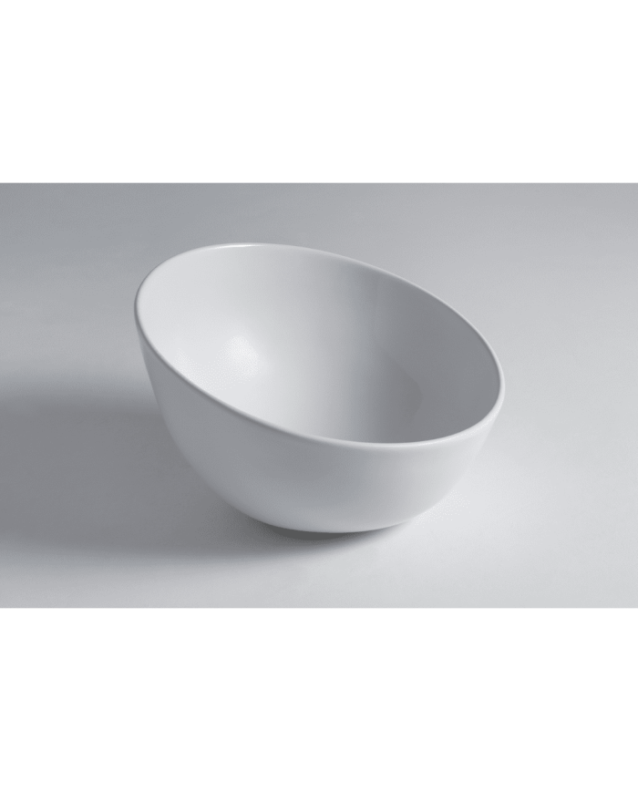 Lavabo Bowl 5 Bleu Provence en céramique blanche, design épuré et élégant, vue intérieure