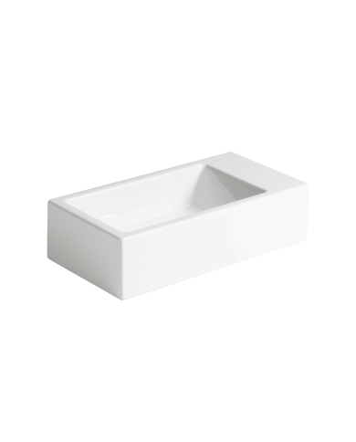 Lavabo Mini 50 Bleu Provence en céramique blanche, design rectangulaire épuré, marque Bleu Provence.