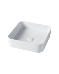 Lavabo carré blanc Modul 40 Quatro Bleu Provence en céramique, design épuré et élégant.