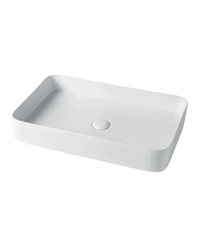 Lavabo rectangulaire Modul 65 en céramique blanche, design épuré, marque Bleu Provence.