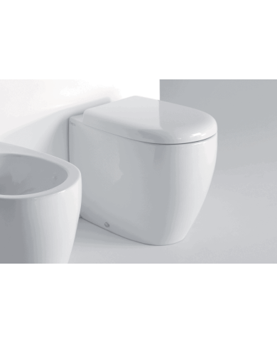 WC suspendu blanc Twiggy Bleu Provence, design épuré et élégant, céramique brillante.