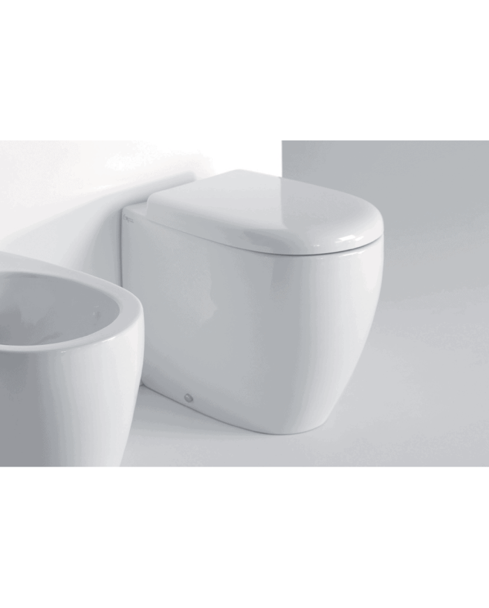 WC suspendu blanc Twiggy Bleu Provence, design épuré et élégant, céramique brillante.