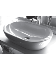 Lavabo ovale en céramique blanche Bleu Provence, design élégant et intemporel, Lavabo P33.