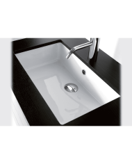 Lavabo sous plan rectangulaire P34.5 Bleu Provence en céramique blanche, design minimaliste et élégant.