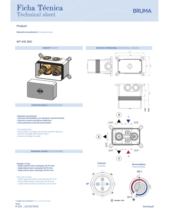Mitigeur thermostatique horizontal Elo - Bruma