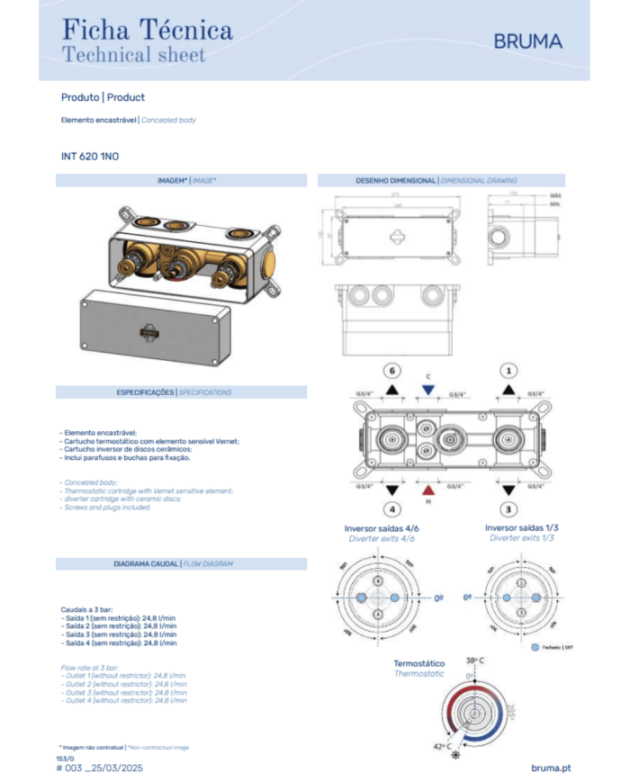 Mitigeur thermostatique encastré 4 Elo - Bruma