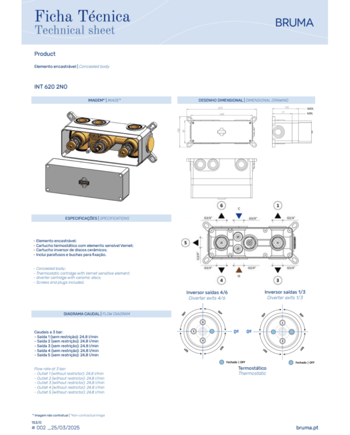 Mitigeur thermostatique encastré 4 Elo - Bruma
