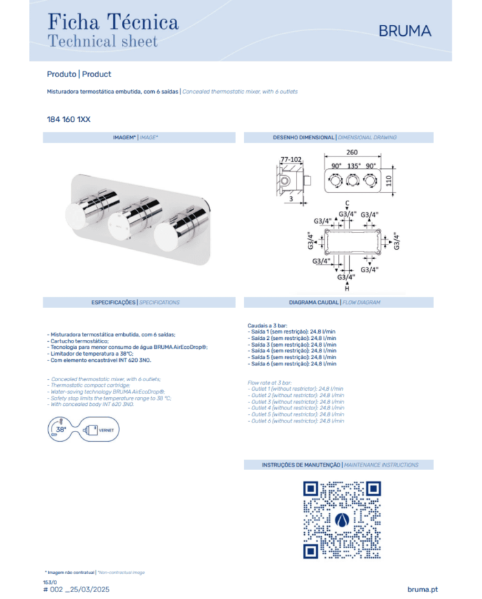 Mitigeur thermostatique encastré 4 Elo - Bruma