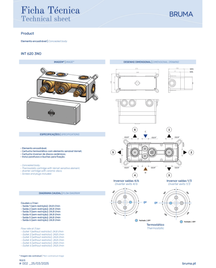 Mitigeur thermostatique encastré 4 Elo - Bruma