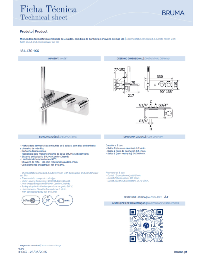Mitigeur thermostatique encastré 6 Elo - Bruma