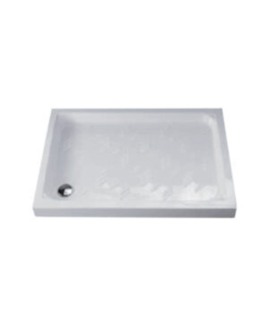 Receveur de douche rectangulaire blanc en céramique Bleu Provence, design épuré et élégant.