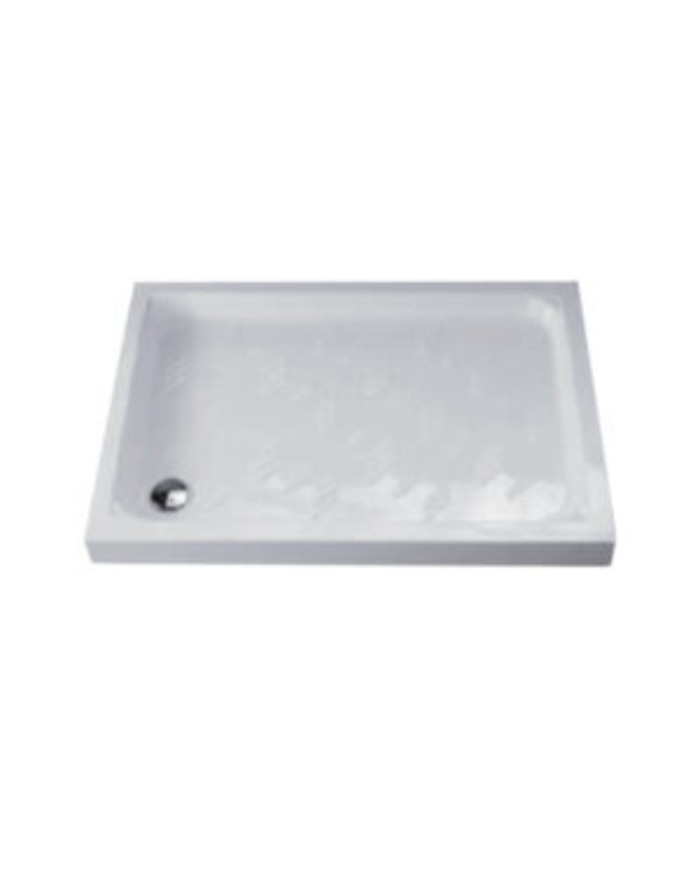 Receveur de douche rectangulaire blanc en céramique Bleu Provence, design épuré et élégant.