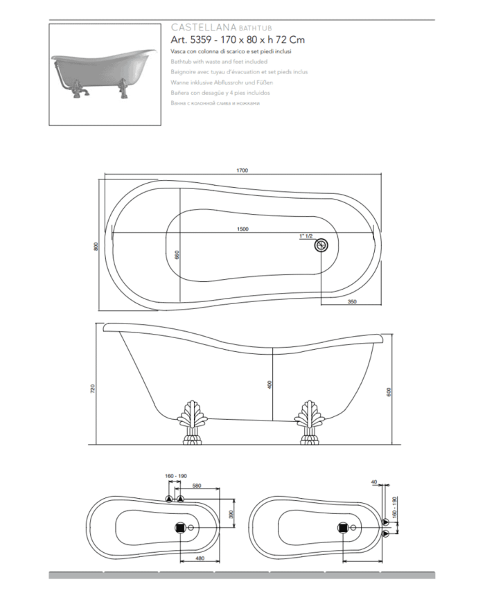 baignoire sur pieds scarabeo | Scarabeo Castellana