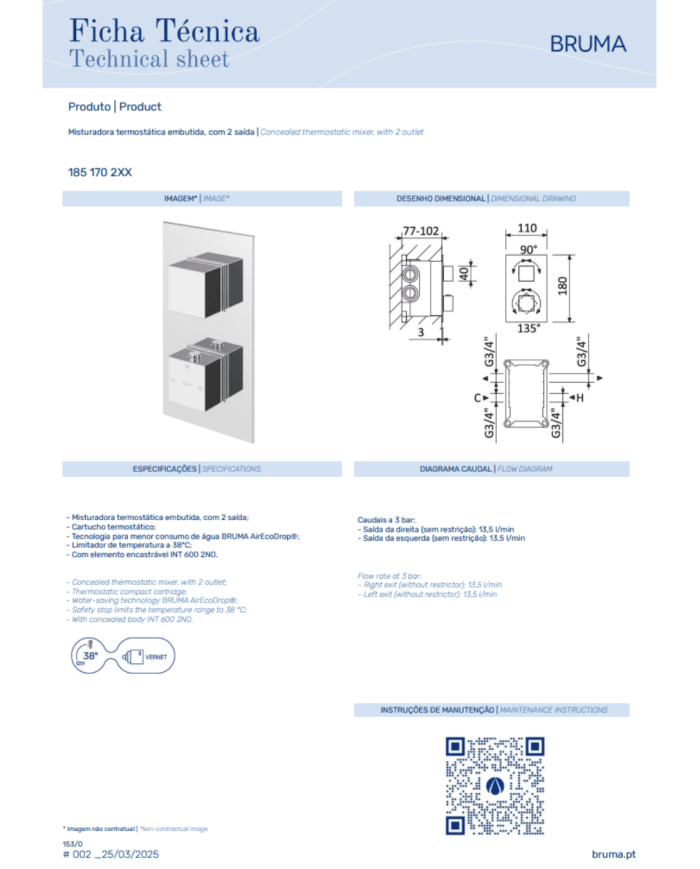 Mitigeur thermostatique encastré Celsius - Bruma