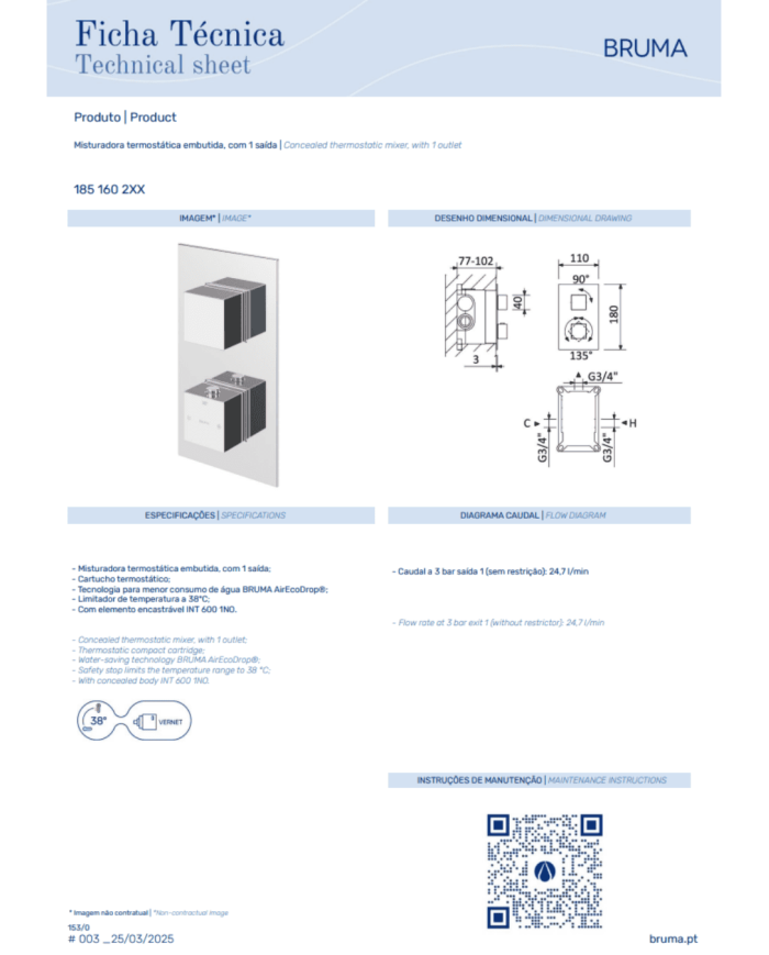 Mitigeur thermostatique encastré Celsius - Bruma
