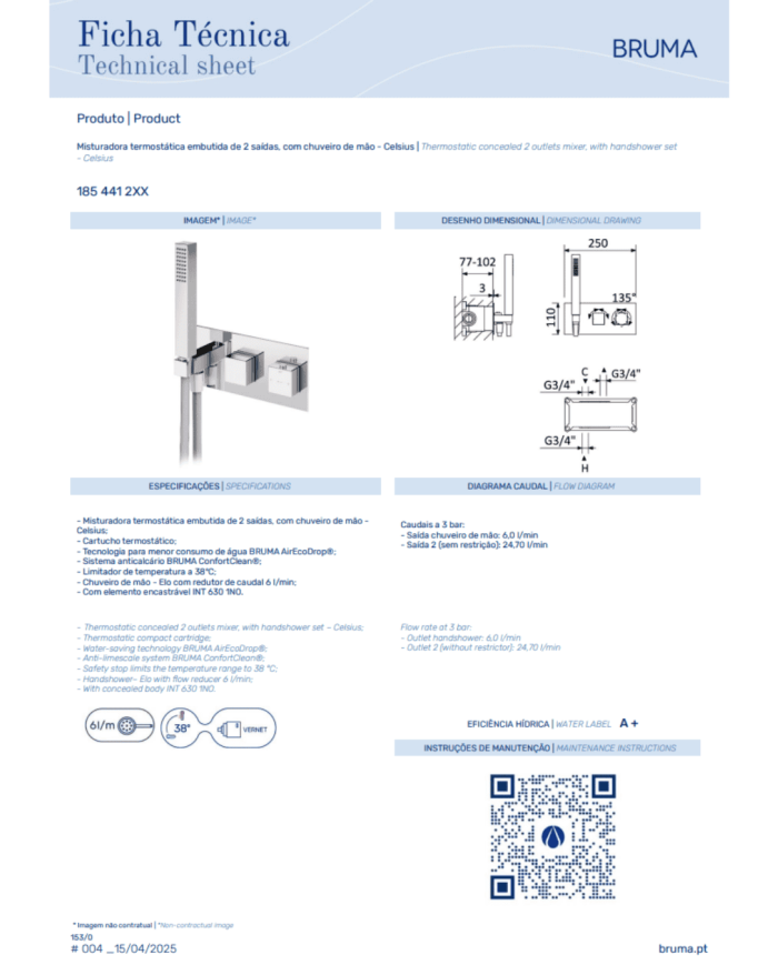 Mitigeur thermostatique & douchette Celsius - Bruma