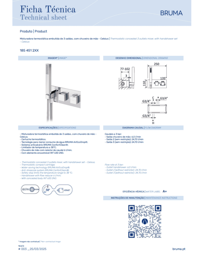 Mitigeur thermostatique & douchette Celsius - Bruma