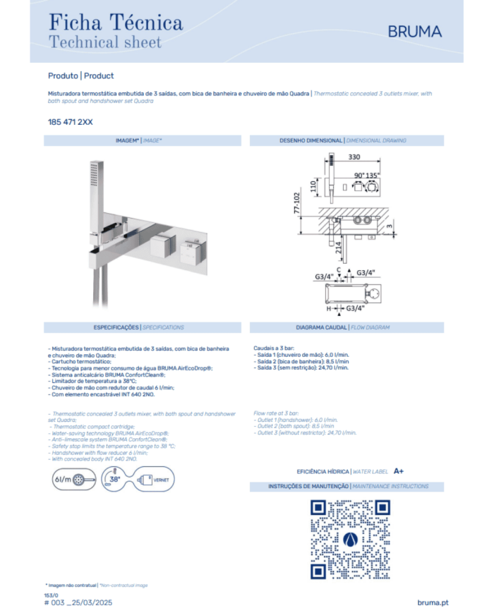 Mitigeur thermostatique bec & douchette Celsius - Bruma