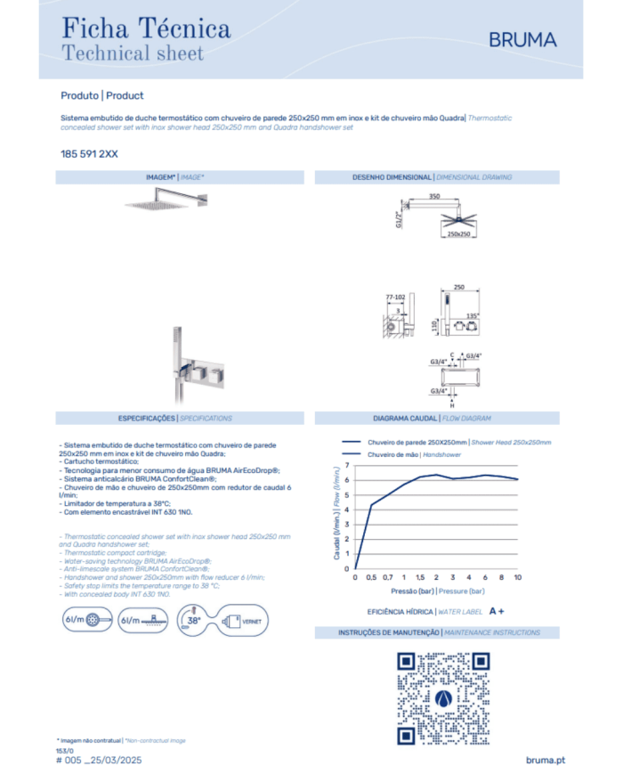 Kit de douche thermostatique 5 Celsius - Bruma