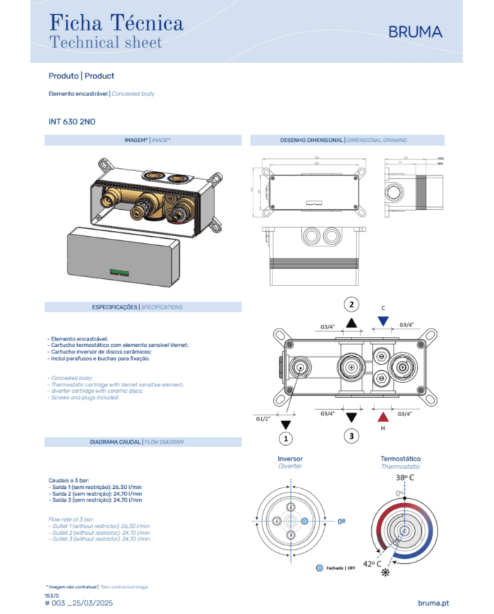 Kit de douche thermostatique 6 Celsius - Bruma