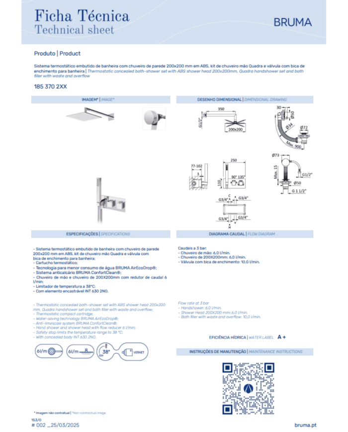 Kit de bain-douche thermostatique Celsius - Bruma