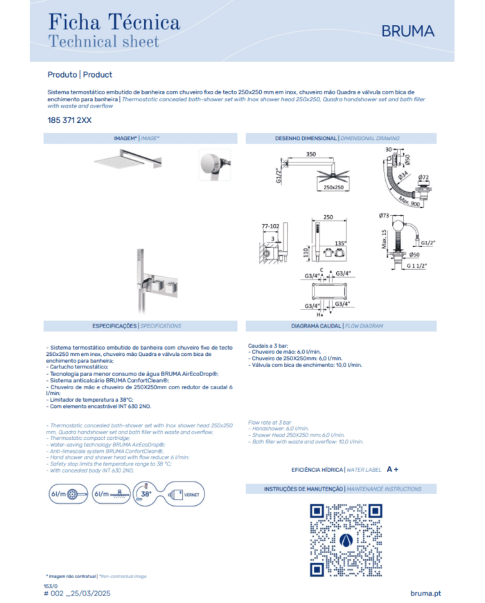 Kit de bain-douche thermostatique 2 Celsius - Bruma