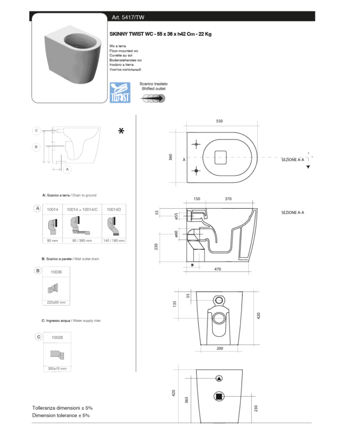 WC au sol Skinny Twist – Scarabeo