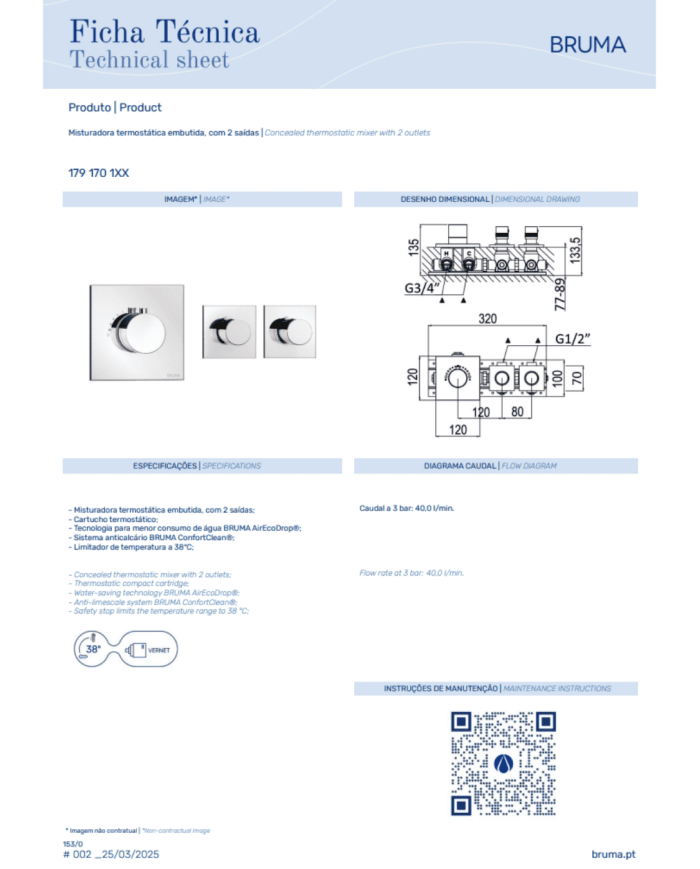 Mitigeur thermostatique 2 sorties Flow - Bruma