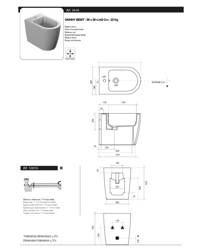 Bidet au sol Skinny – Scarabeo