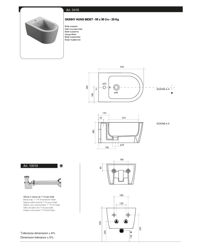 Bidet suspendu Skinny – Scarabeo