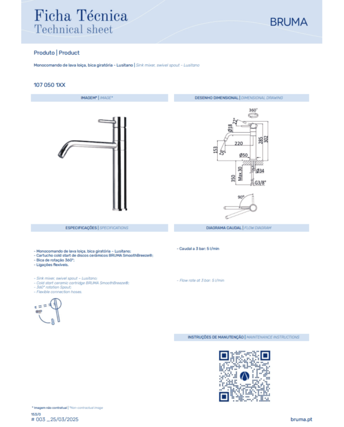 Mitigeur de cuisine monocommande Lusitano - Bruma