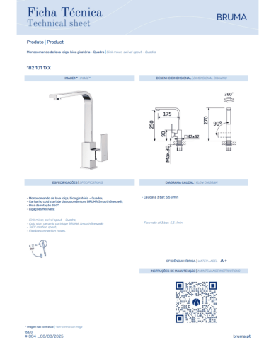 Mitigeur de cuisine monocommande Quadra - Bruma