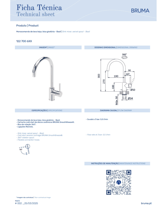 Mitigeur de cuisine monocommande Basil 4 - Bruma