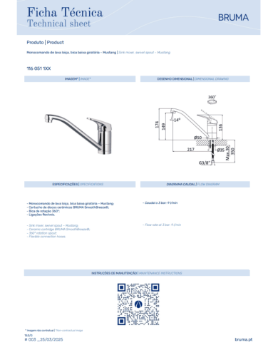 Mitigeur de cuisine monocommande Mustang 2 - Bruma