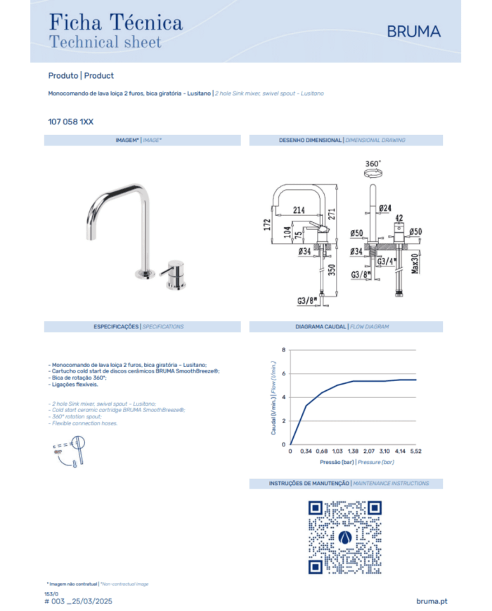 Mitigeur de cuisine monocommande Lusitano 2 - Bruma