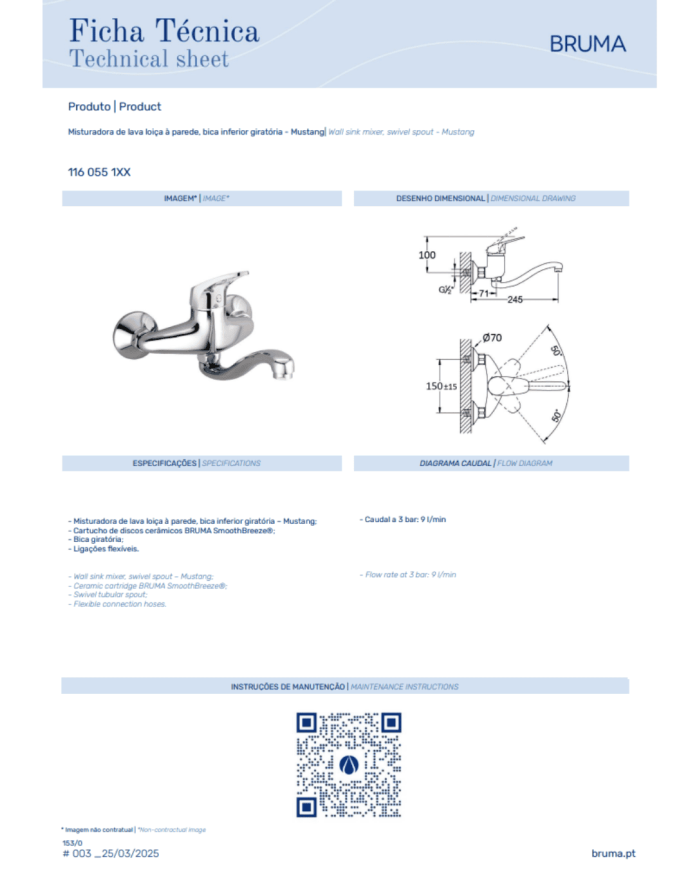 Mitigeur de cuisine monocommande Mustang 3 - Bruma
