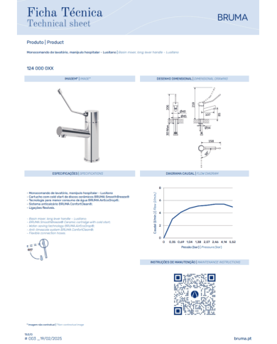 Mitigeur monocommande lavabo Lusitano - Bruma