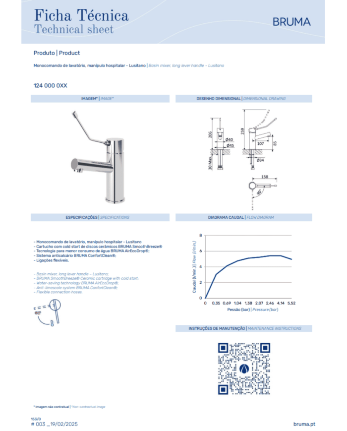 Mitigeur monocommande lavabo Lusitano - Bruma