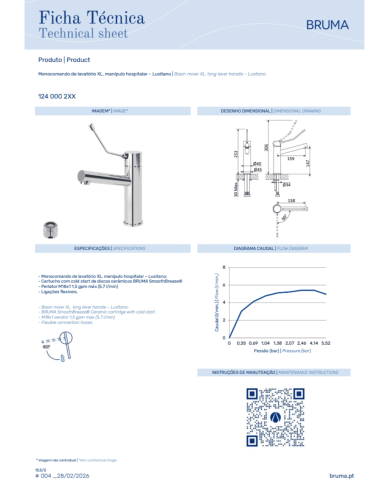 Mitigeur monocommande lavabo XL Lusitano - Bruma